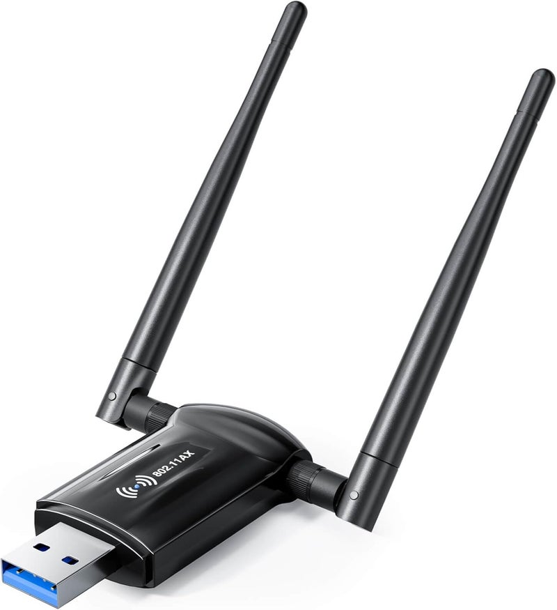 Nineplus USB WiFi Adapter for Desktop PC - 1800Mbps 5.8G/2.4G Wi-Fi 6 USB 3.0 Wireless Adapter with 2x5dBi Antenna WiFi Dongle for Desktop PC Laptop 802.11ax Internet Network Card for Win11/10 - Image 1